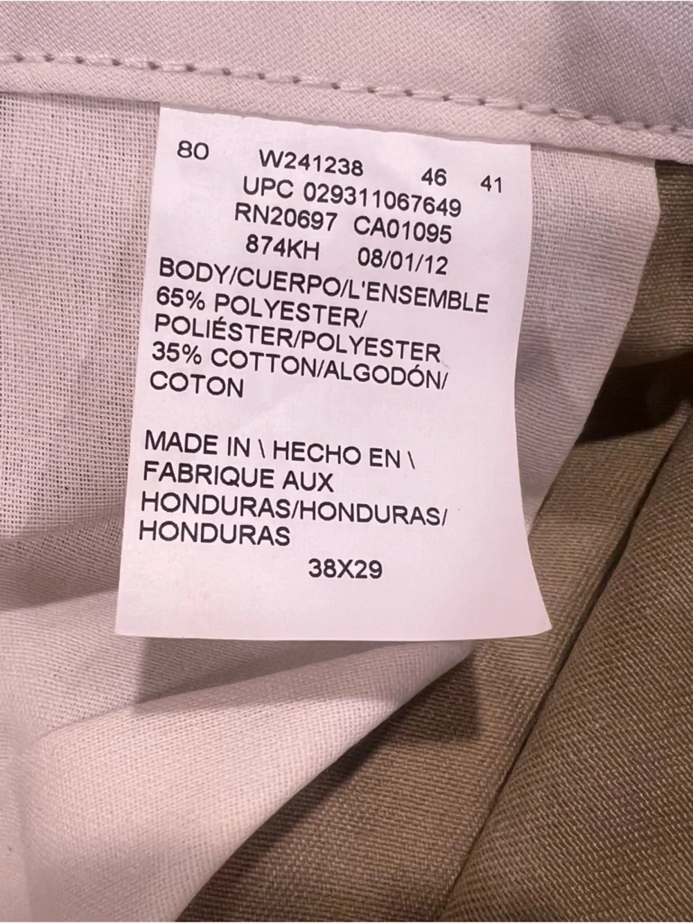Dickies 874 Original Fit Work Pant Wrinkle Resistant Khaki Size 38x29